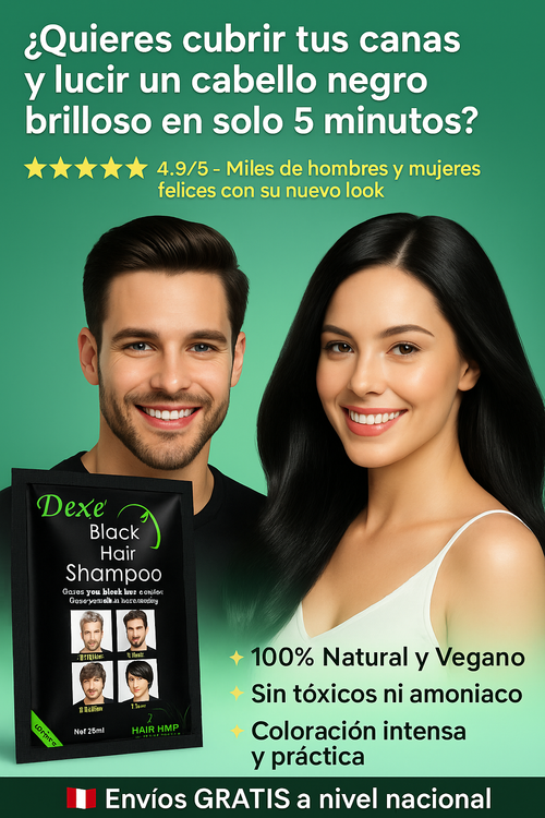 Shampoo Cubre Canas Dexe Black - Caja de 10 Sachets